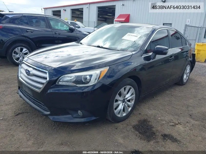 2016 Subaru Legacy 2.5I Premium VIN: 4S3BNAF64G3031434 Lot: 45293906