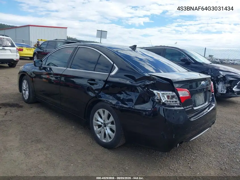 2016 Subaru Legacy 2.5I Premium VIN: 4S3BNAF64G3031434 Lot: 45293906