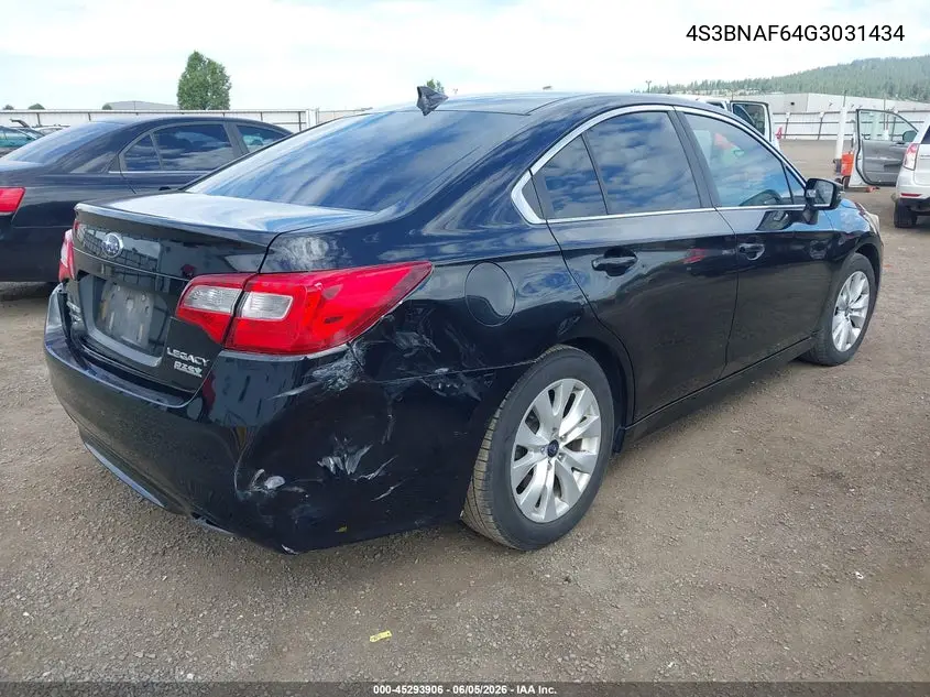 2016 Subaru Legacy 2.5I Premium VIN: 4S3BNAF64G3031434 Lot: 45293906