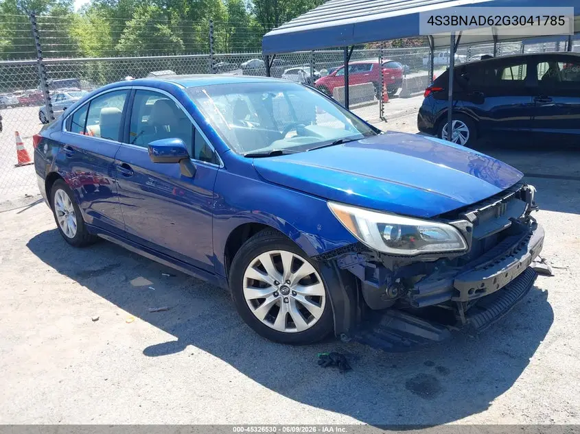 2016 Subaru Legacy 2.5I Premium VIN: 4S3BNAD62G3041785 Lot: 45326530