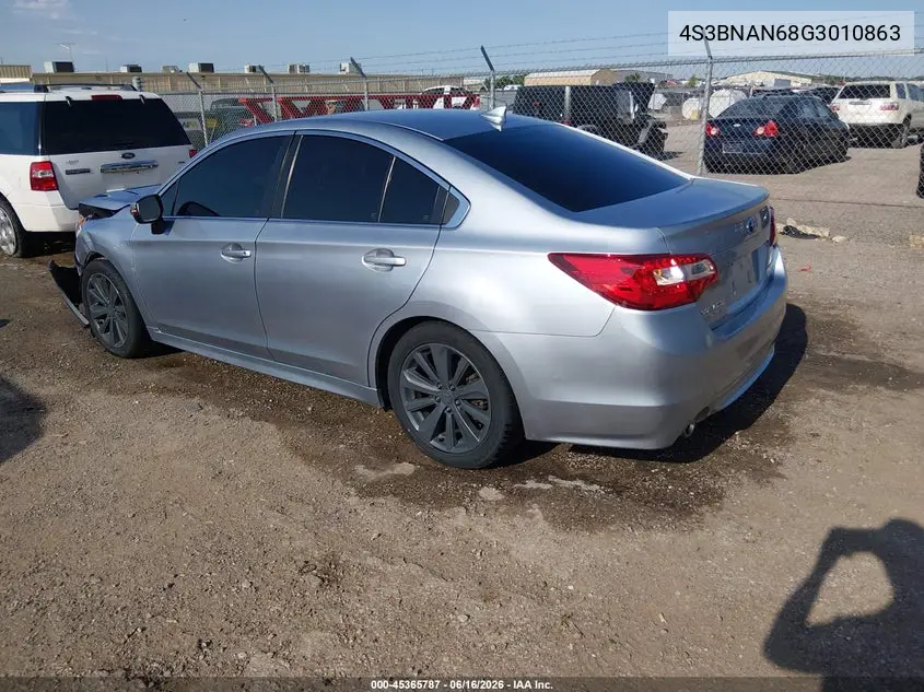 2016 Subaru Legacy 2.5I Limited VIN: 4S3BNAN68G3010863 Lot: 45365787