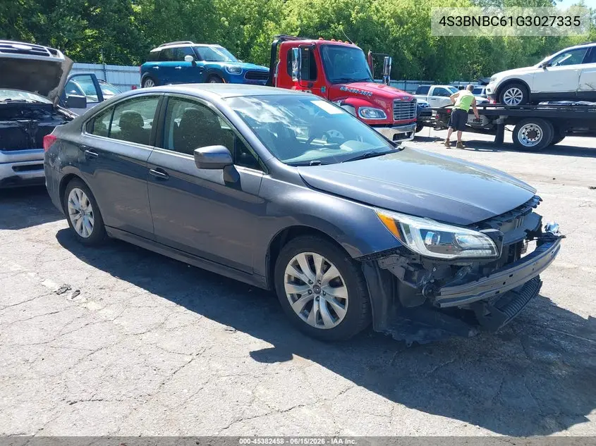2016 Subaru Legacy 2.5I Premium VIN: 4S3BNBC61G3027335 Lot: 45382458