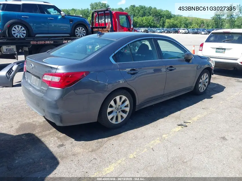 2016 Subaru Legacy 2.5I Premium VIN: 4S3BNBC61G3027335 Lot: 45382458