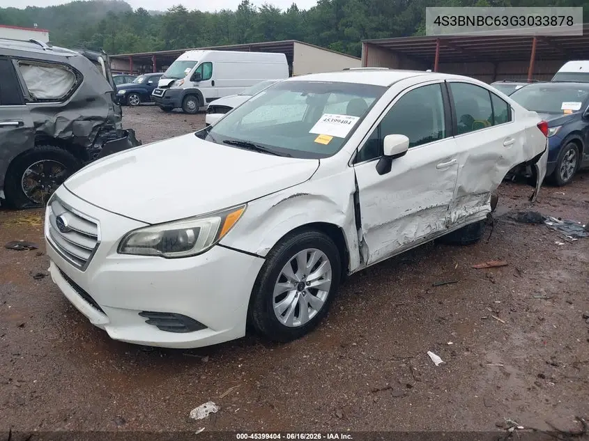 2016 Subaru Legacy 2.5I Premium VIN: 4S3BNBC63G3033878 Lot: 45399404
