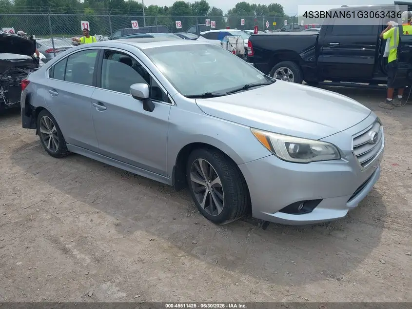 2016 Subaru Legacy 2.5I Limited VIN: 4S3BNAN61G3063436 Lot: 45511425