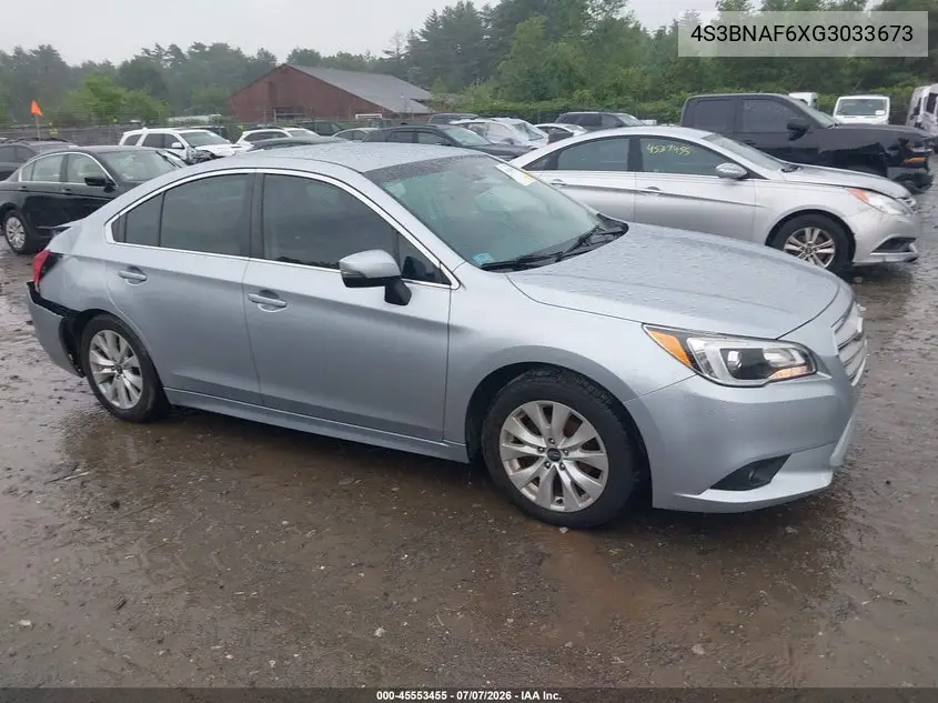 2016 Subaru Legacy 2.5I Premium VIN: 4S3BNAF6XG3033673 Lot: 45553455