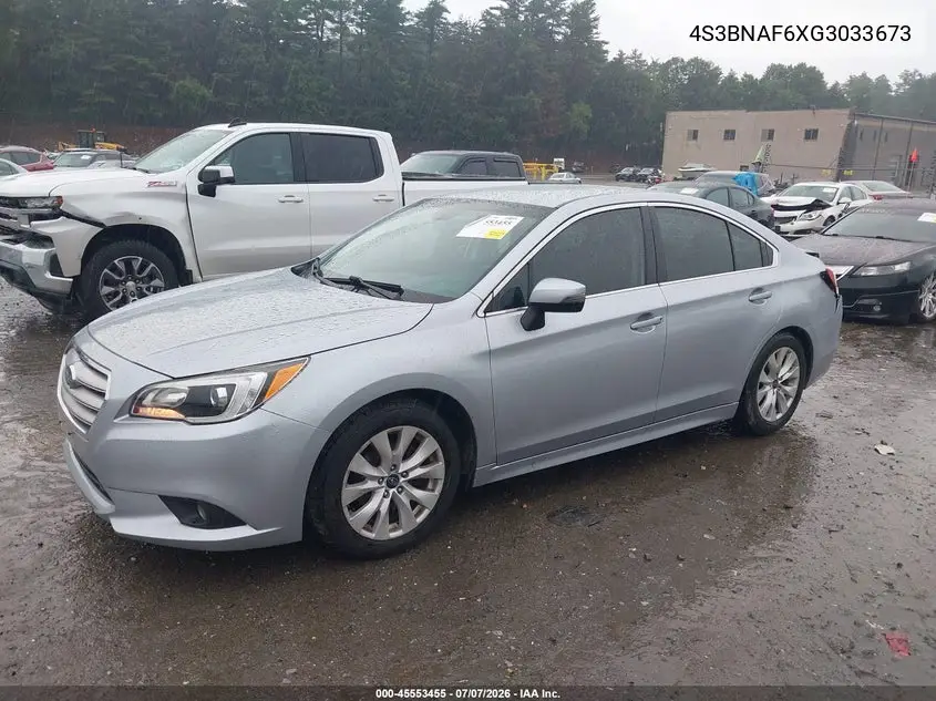 2016 Subaru Legacy 2.5I Premium VIN: 4S3BNAF6XG3033673 Lot: 45553455