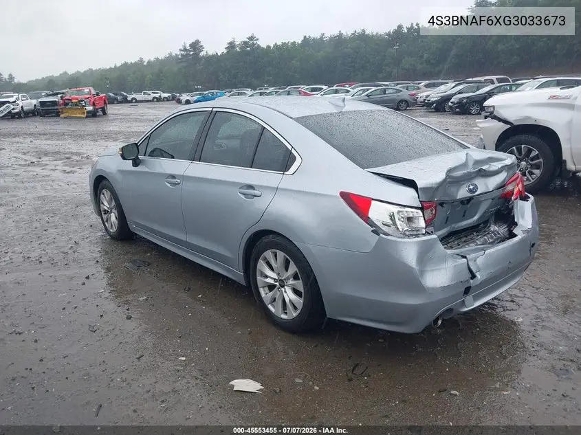 2016 Subaru Legacy 2.5I Premium VIN: 4S3BNAF6XG3033673 Lot: 45553455
