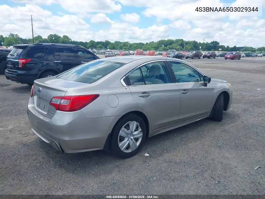 2016 Subaru Legacy 2.5I VIN: 4S3BNAA65G3029344 Lot: 45580030