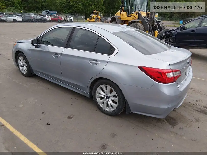 2017 Subaru Legacy 2.5I Premium VIN: 4S3BNAC61H3036726 Lot: 45199367