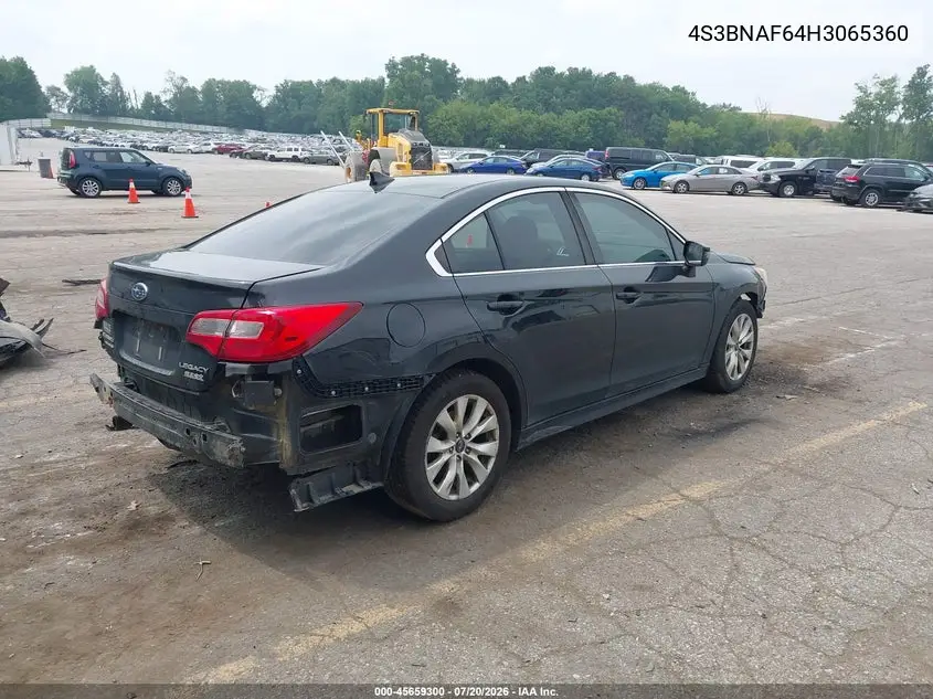 2017 Subaru Legacy 2.5I Premium VIN: 4S3BNAF64H3065360 Lot: 45659300