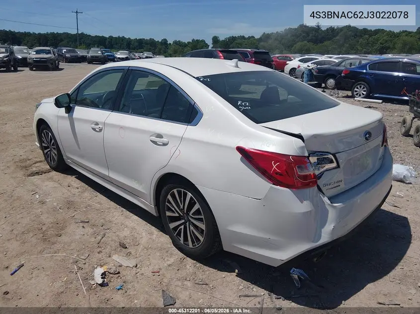 2018 Subaru Legacy 2.5I Premium VIN: 4S3BNAC62J3022078 Lot: 45312201