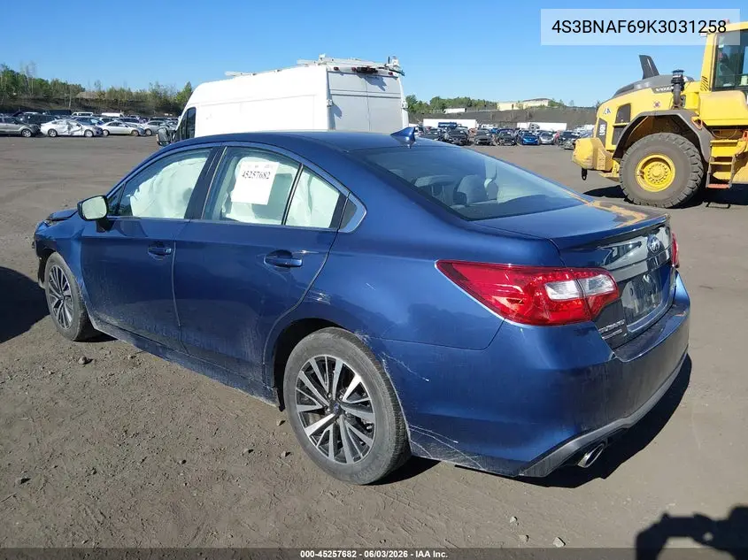 2019 Subaru Legacy 2.5I Premium VIN: 4S3BNAF69K3031258 Lot: 45257682