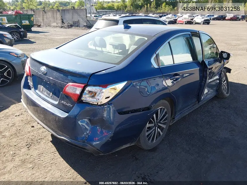 2019 Subaru Legacy 2.5I Premium VIN: 4S3BNAF69K3031258 Lot: 45257682