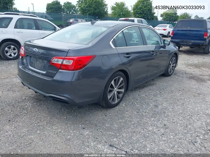 2019 Subaru Legacy 2.5I Limited VIN: 4S3BNAN60K3033093 Lot: 45592812