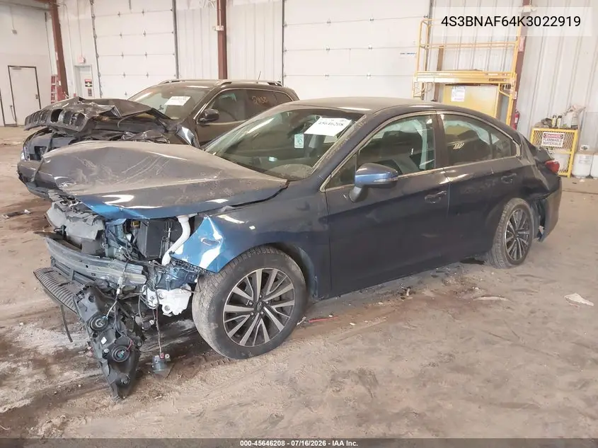 2019 Subaru Legacy 2.5I Premium VIN: 4S3BNAF64K3022919 Lot: 45646208