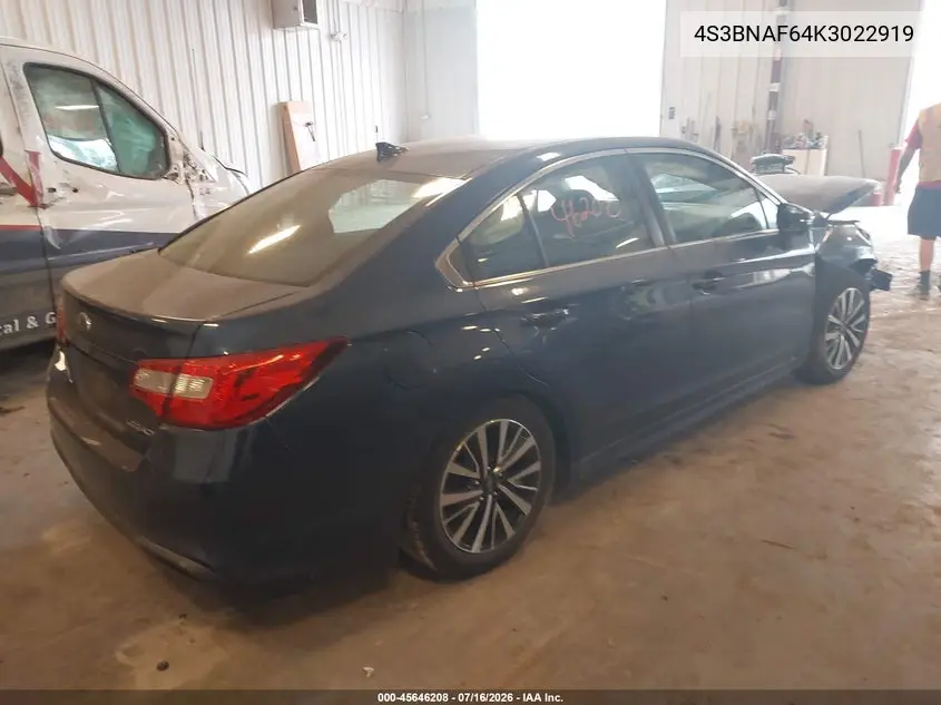 2019 Subaru Legacy 2.5I Premium VIN: 4S3BNAF64K3022919 Lot: 45646208