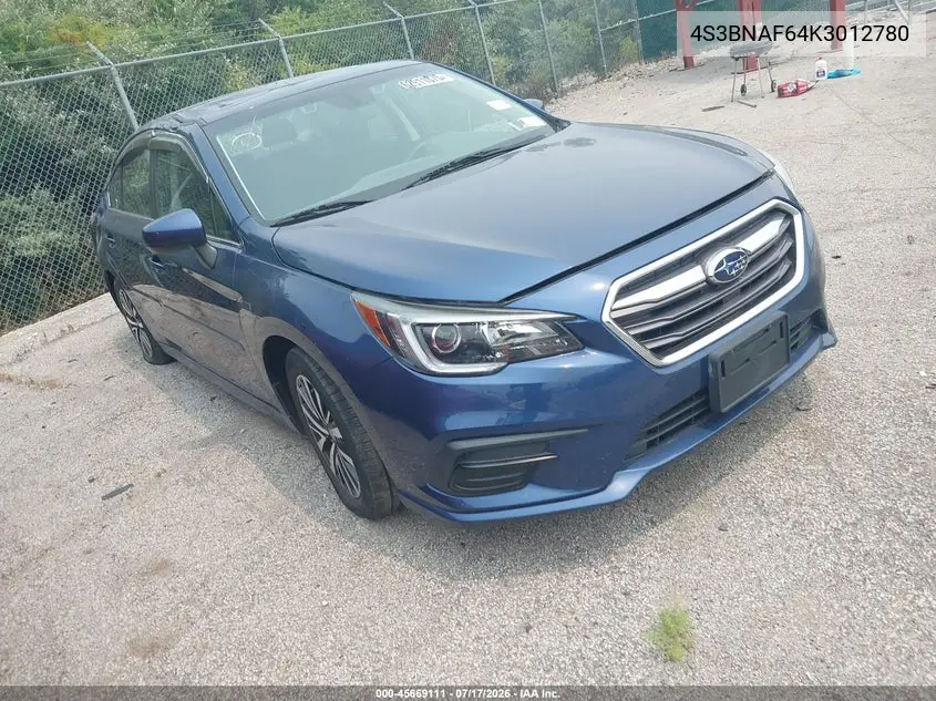 2019 Subaru Legacy 2.5I Premium VIN: 4S3BNAF64K3012780 Lot: 45669111