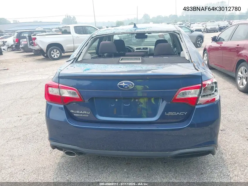2019 Subaru Legacy 2.5I Premium VIN: 4S3BNAF64K3012780 Lot: 45669111