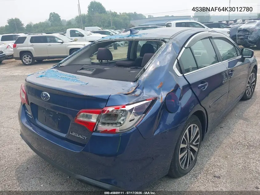 2019 Subaru Legacy 2.5I Premium VIN: 4S3BNAF64K3012780 Lot: 45669111