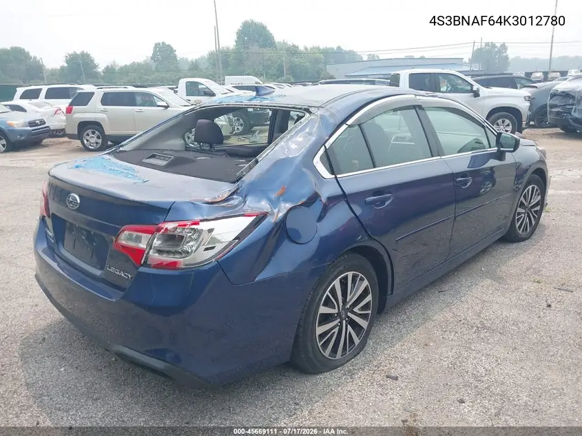 2019 Subaru Legacy 2.5I Premium VIN: 4S3BNAF64K3012780 Lot: 45669111