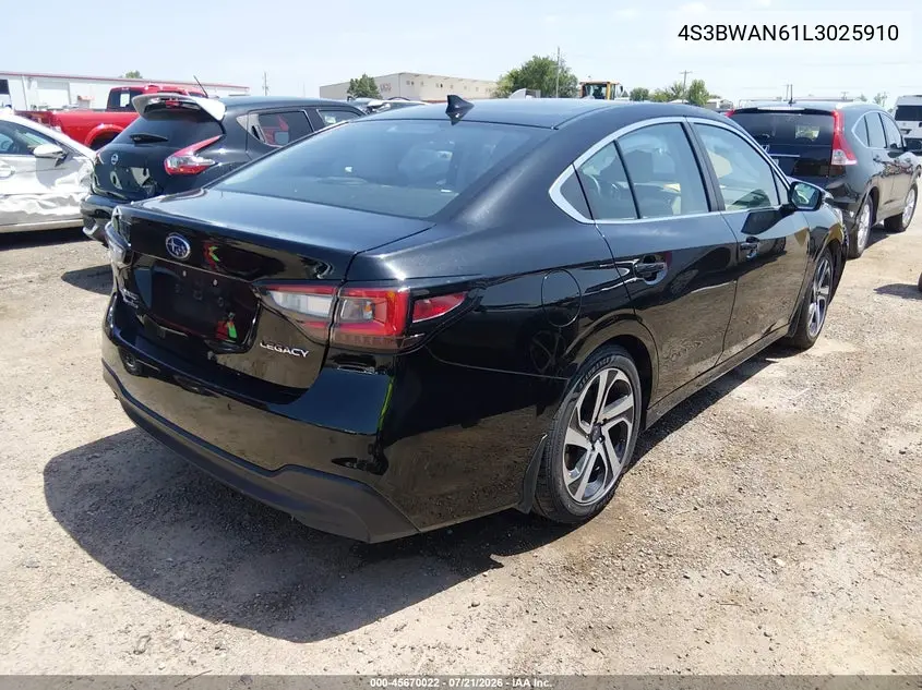 2020 Subaru Legacy Limited VIN: 4S3BWAN61L3025910 Lot: 45670022