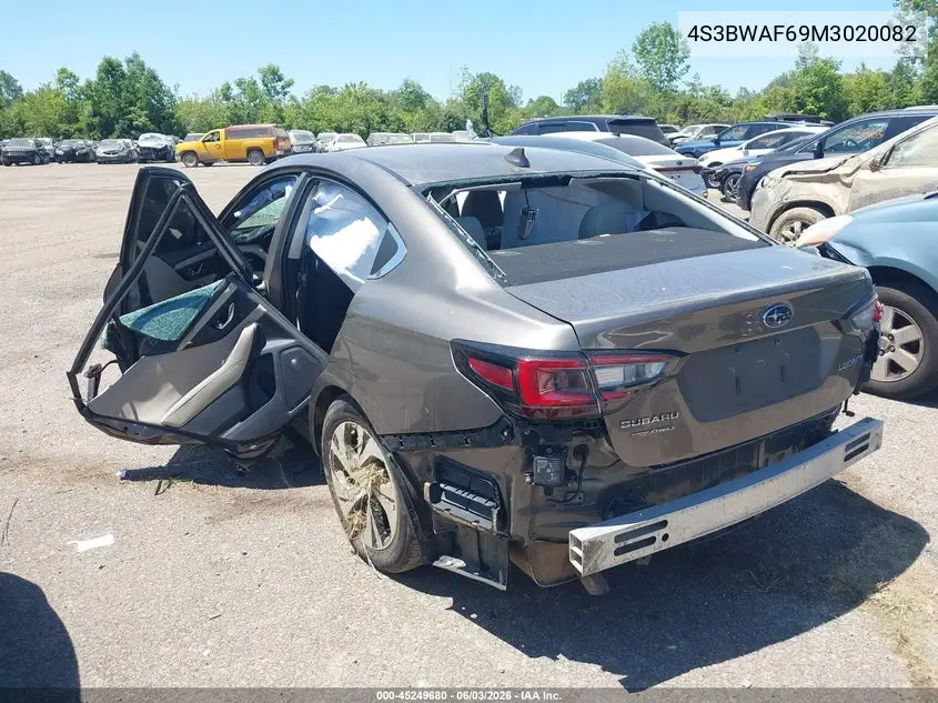 2021 Subaru Legacy Premium VIN: 4S3BWAF69M3020082 Lot: 45249680