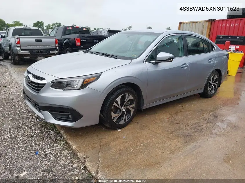 2022 Subaru Legacy Premium VIN: 4S3BWAD6XN3011623 Lot: 45196918