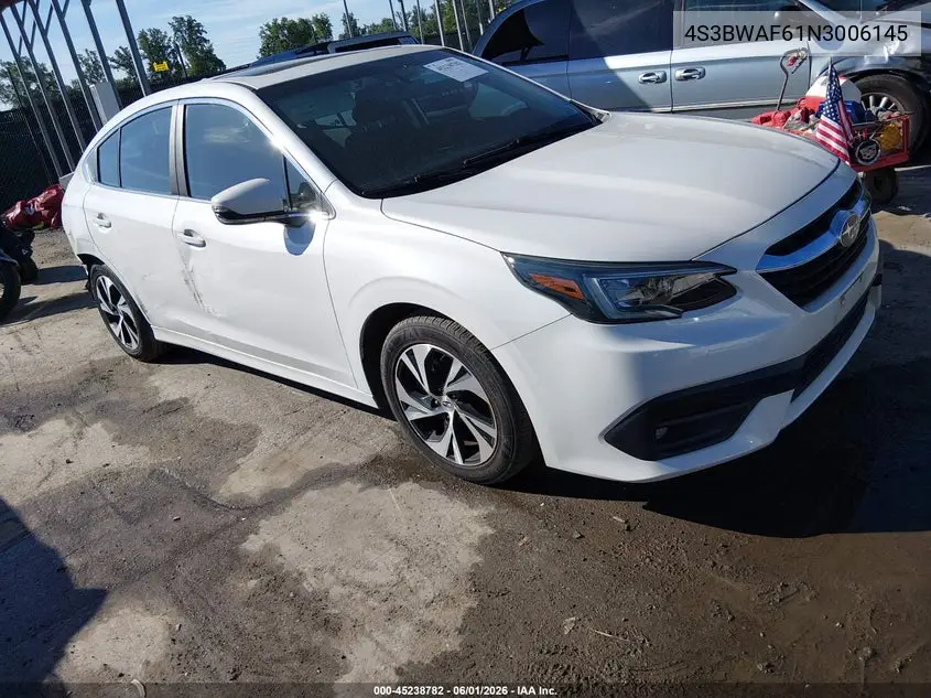 2022 Subaru Legacy Premium VIN: 4S3BWAF61N3006145 Lot: 45238782
