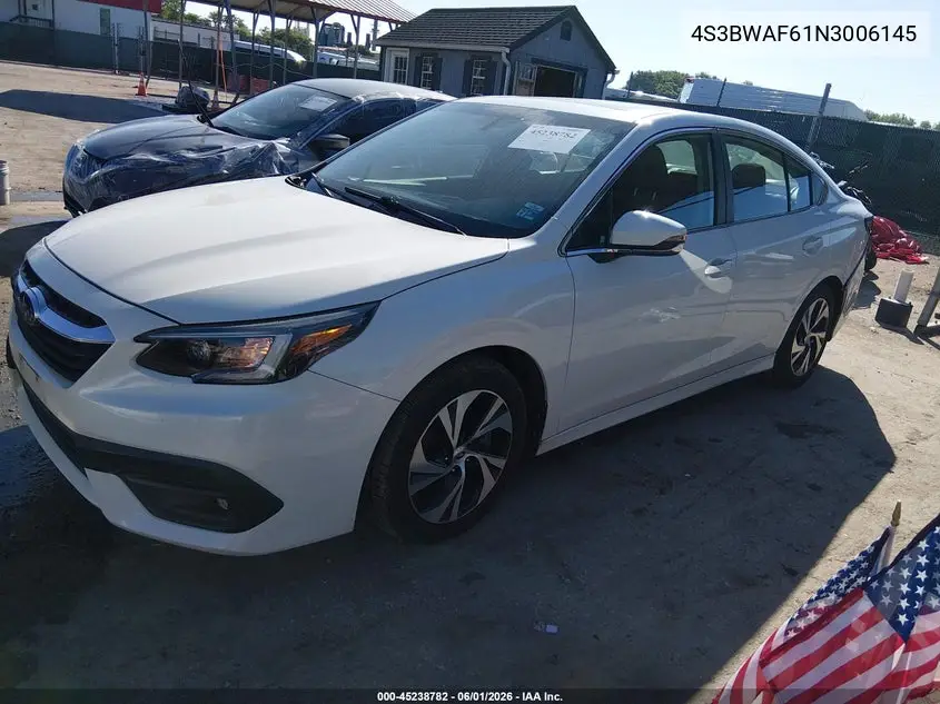 2022 Subaru Legacy Premium VIN: 4S3BWAF61N3006145 Lot: 45238782