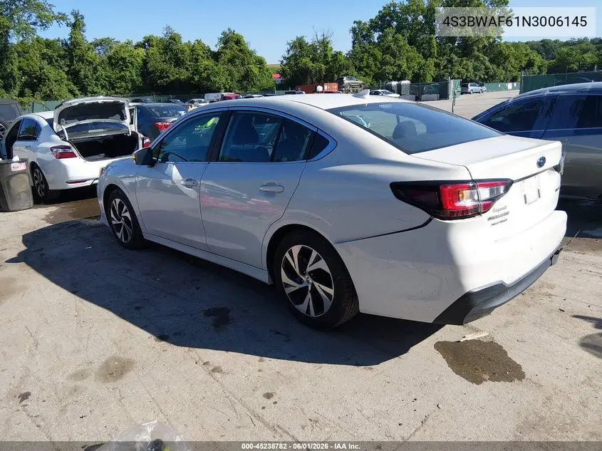 2022 Subaru Legacy Premium VIN: 4S3BWAF61N3006145 Lot: 45238782