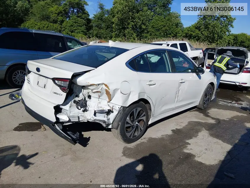 2022 Subaru Legacy Premium VIN: 4S3BWAF61N3006145 Lot: 45238782