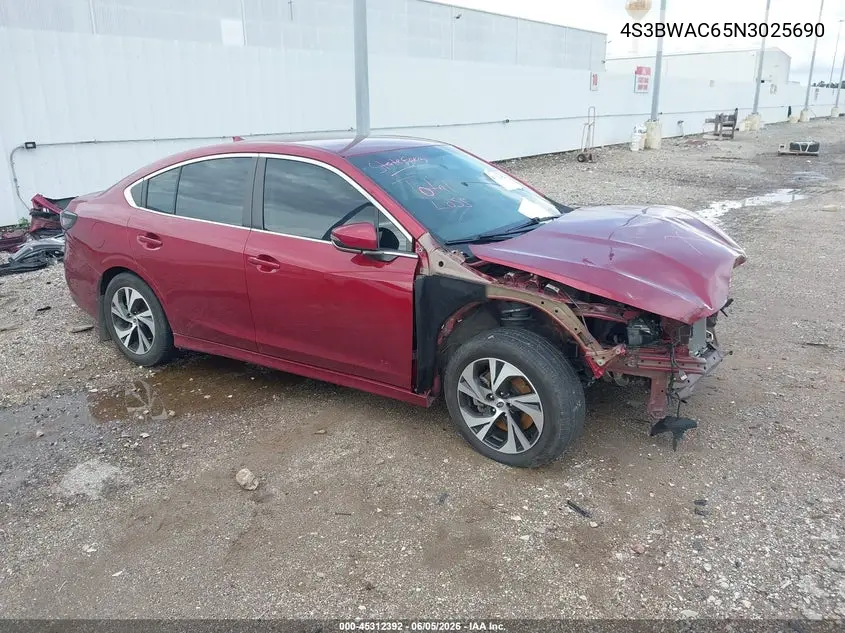 2022 Subaru Legacy Premium VIN: 4S3BWAC65N3025690 Lot: 45312392