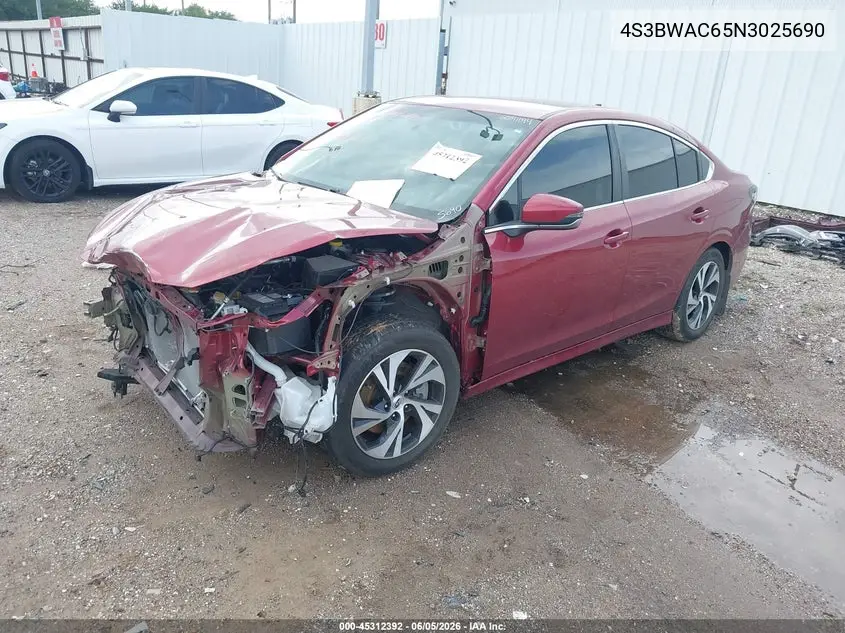 2022 Subaru Legacy Premium VIN: 4S3BWAC65N3025690 Lot: 45312392