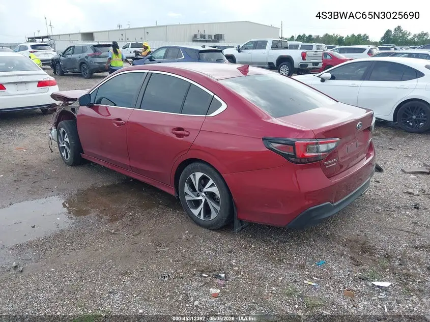 2022 Subaru Legacy Premium VIN: 4S3BWAC65N3025690 Lot: 45312392