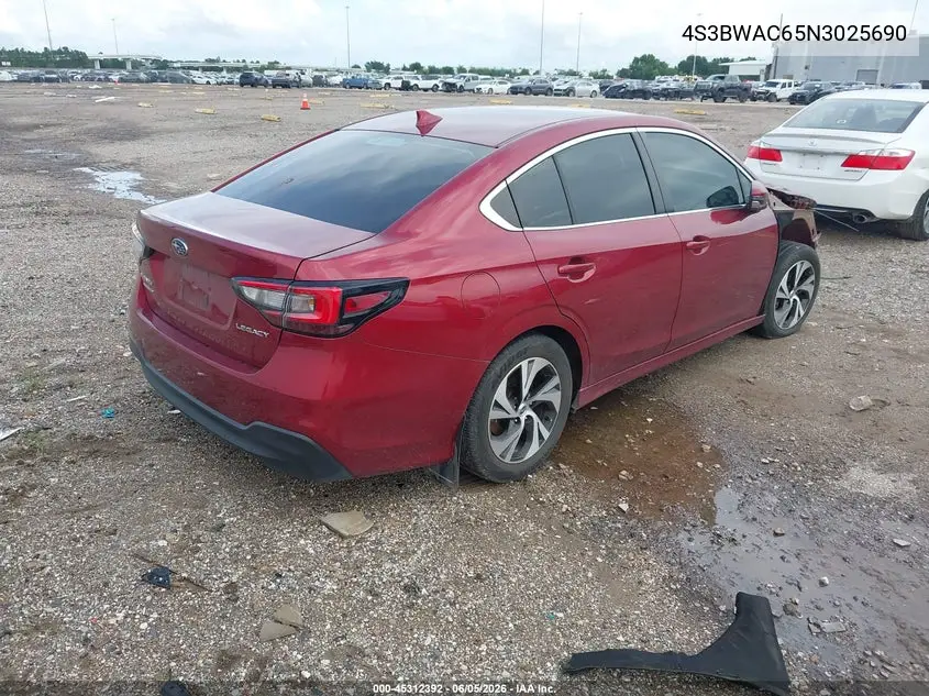 2022 Subaru Legacy Premium VIN: 4S3BWAC65N3025690 Lot: 45312392