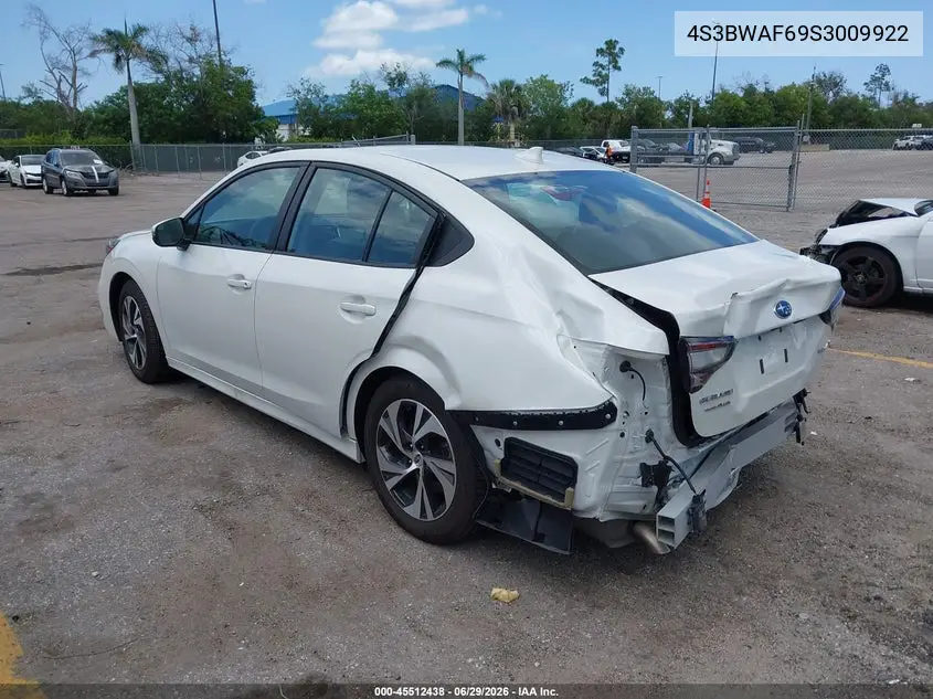 2025 Subaru Legacy Premium VIN: 4S3BWAF69S3009922 Lot: 45512438
