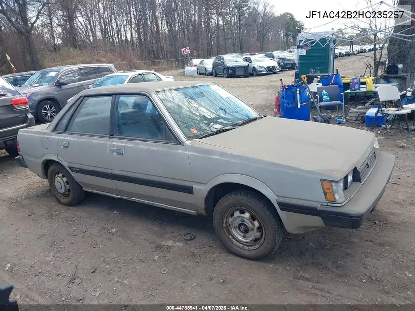 1987 Subaru Dl VIN: JF1AC42B2HC235257 Lot: 44785941