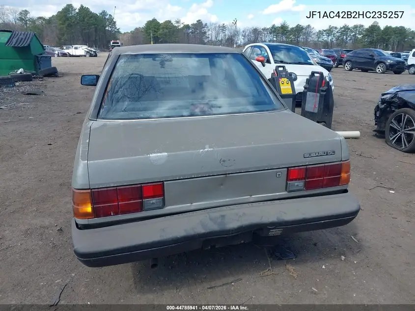 1987 Subaru Dl VIN: JF1AC42B2HC235257 Lot: 44785941