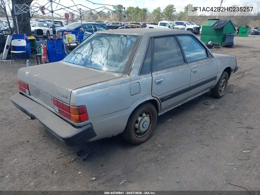 1987 Subaru Dl VIN: JF1AC42B2HC235257 Lot: 44785941