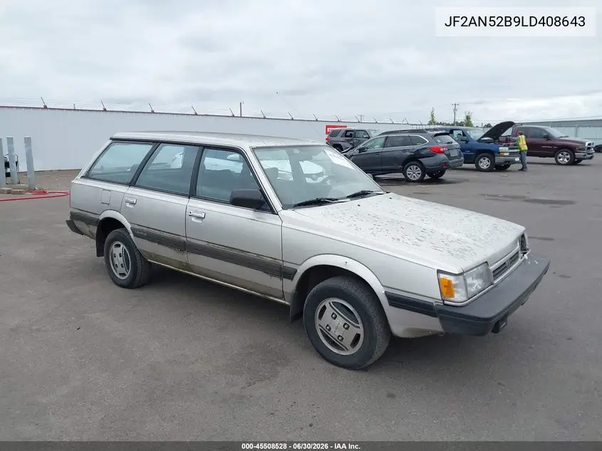 1990 Subaru Loyale VIN: JF2AN52B9LD408643 Lot: 45508528