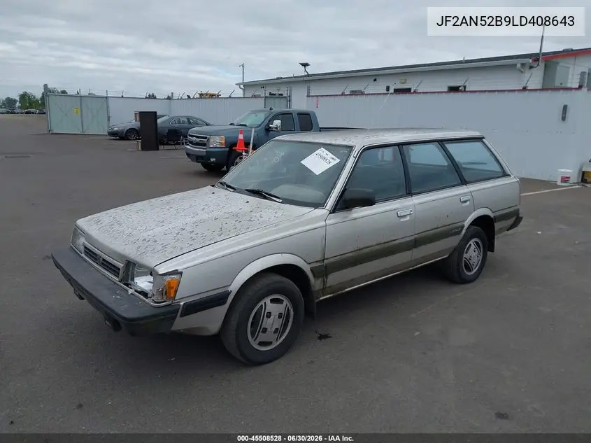 1990 Subaru Loyale VIN: JF2AN52B9LD408643 Lot: 45508528