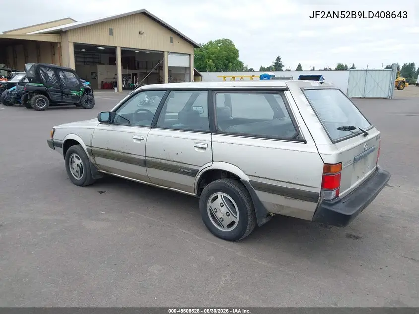1990 Subaru Loyale VIN: JF2AN52B9LD408643 Lot: 45508528