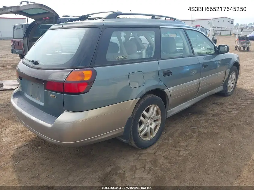 2001 Subaru Outback VIN: 4S3BH665217645250 Lot: 45645284