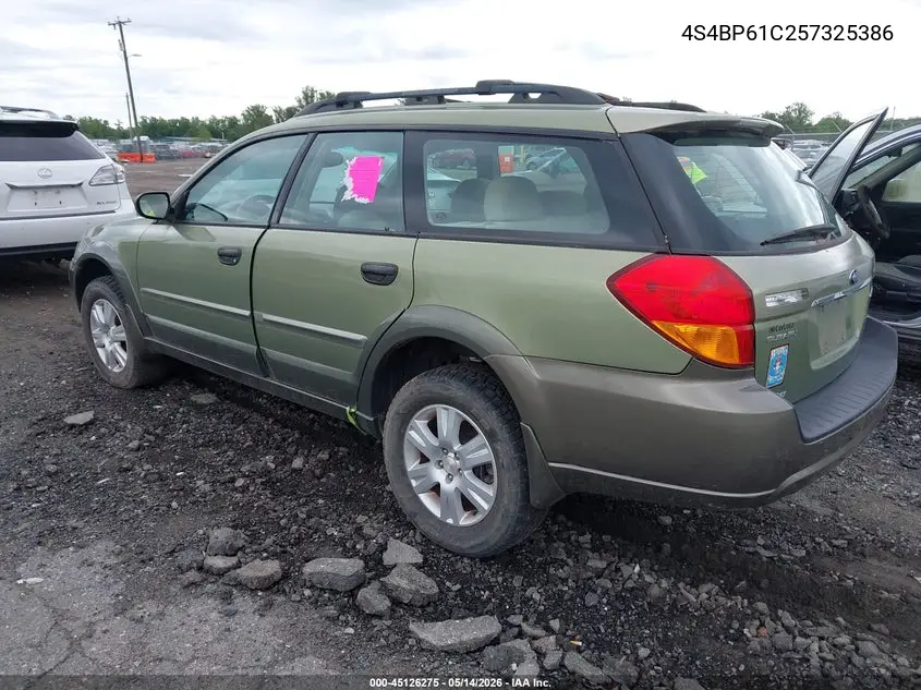 2005 Subaru Outback 2.5I VIN: 4S4BP61C257325386 Lot: 45126275