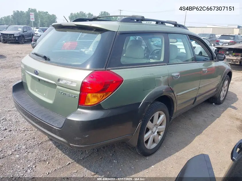 2006 Subaru Outback 2.5I Limited VIN: 4S4BP62C667307151 Lot: 45634201