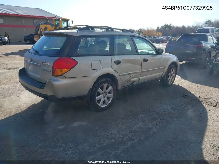 2007 Subaru Outback 2.5I VIN: 4S4BP61C077329925 Lot: 44972748