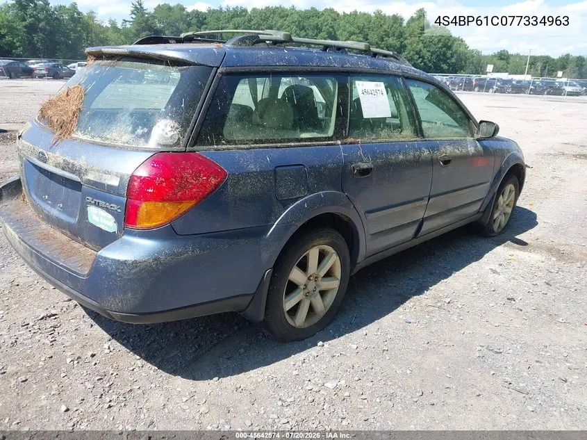 2007 Subaru Outback 2.5I VIN: 4S4BP61C077334963 Lot: 45642574