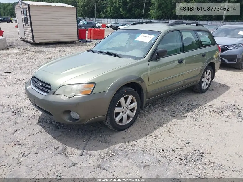 2007 Subaru Outback 2.5I/2.5I Basic/2.5I L.l. Bean Edition VIN: 4S4BP61C877346214 Lot: 45686126