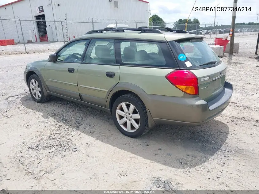 2007 Subaru Outback 2.5I/2.5I Basic/2.5I L.l. Bean Edition VIN: 4S4BP61C877346214 Lot: 45686126